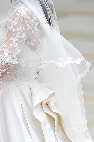 What Goes Into Embroidering A Royal Wedding Dress Detail of Kate Middleton's wedding dress