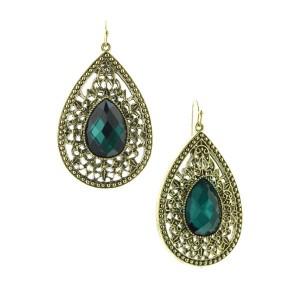 1928 Dionysis Queen Emerald Teardrop Earrings: 20820 Dionysis Queen Emerald Teardrop Earrings: 20820