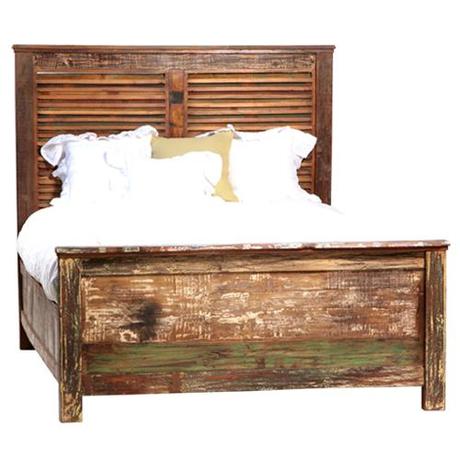 Reclaimed painted wood bed