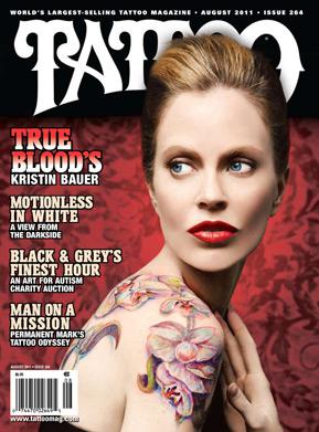 Kristin Bauer’s body art graces Tattoo Magazine Cover