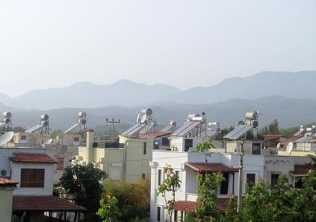 Water tanks on the roofs of Turkish houses