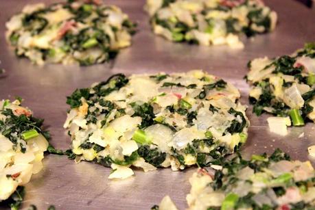 Mashed Potato Cakes with Onions and Kale