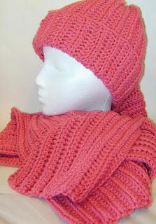 Handmade Adult Scarf and Hat Set Dusty Rose Color