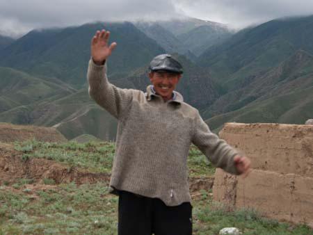 Local Kyrgyz man happy to see us