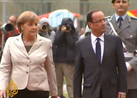 Angela Merkel and Francois Hollande meet