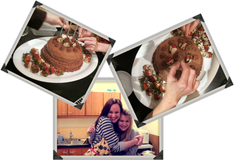Many hands make light work Pictures of me and my sister working on the cake