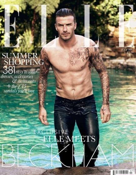Be warned of drooling and HOT flashes : David Beckham first male to cover Elle.