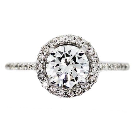 Halo Diamond Engagement Ring, Micropave Engagement Ring, Raymond Lee Jewelers