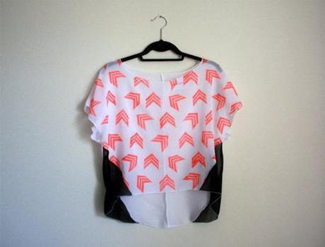 Wishlist: Really love this cropped sheer, handprinted blouse...