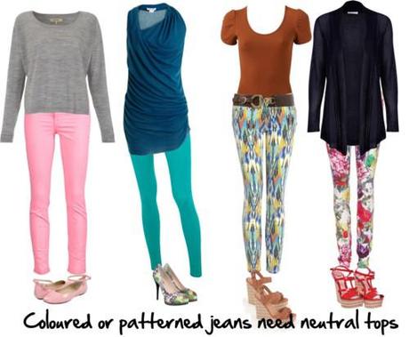 coloured and patterned jeans