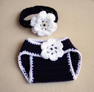 My Latest Crochet Projects:  Sock Monkey Hat & Diaper Cover Set and Floral Diaper Cover & Headband Set