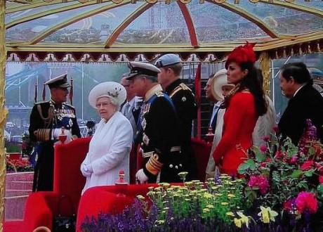 The Royal Family on the river, celebrating the Jubilee