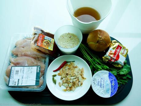 Ingredients for Yoghurt Spiced Chicken with Coriander & Almond Rice What you'll need for Yoghurt Spiced Chicken with Coriander & Almond Rice
