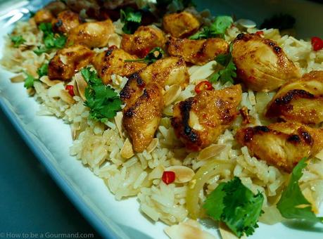 Yoghurt Spiced Chicken with Coriander & Almond Rice The best spicy chicken with rice you can find!