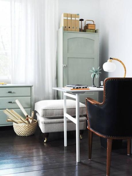 Elle-Interior-Swedish-Sweden-home-mint-office-pale-green-white Ylva Mazetti by Petra Bindel