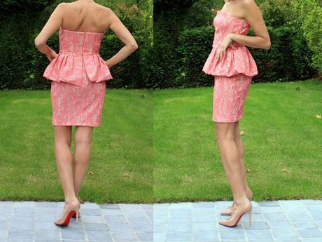 Neon, lace, peplum and nude shoes