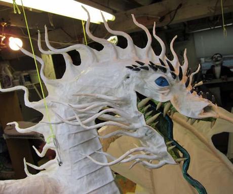 The Year of the Paper Mache Dragon- spines and a face
