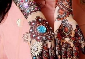 Gorgeous Colorful Stone Studded Bridal Mehndi Designs
