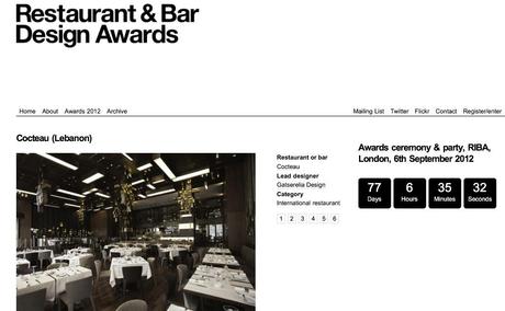 Cocteau Lebanon Enters The International Restaurant & Bar Design Awards 2012 Cocteau Lebanon Enters The International Restaurant & Bar Design Awards 2012