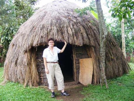 A very frumpy-looking Muzungu checking out the traditional accommodation option A very frumpy-looking Muzungu checking out the traditional accommodation option