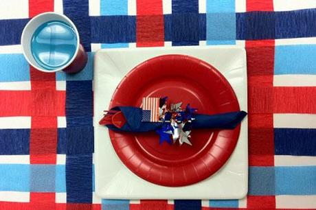 DIY: A Simple And Colorful Fourth Of July Streamer Table Cloth
