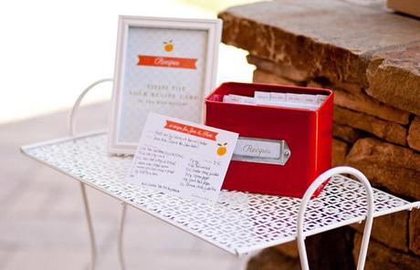 retro citrus bridal shower: recipe box table PHOTOS // Retro Citrus Bridal Shower