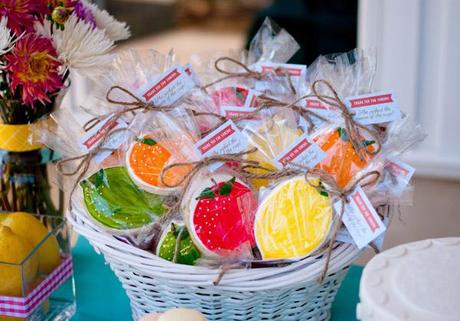 retro citrus bridal shower: lemon, orange, grapefruit, lime handpainted cookies PHOTOS // Retro Citrus Bridal Shower