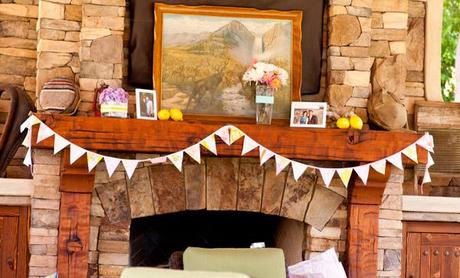 retro citrus bridal shower: gazebo mantel PHOTOS // Retro Citrus Bridal Shower