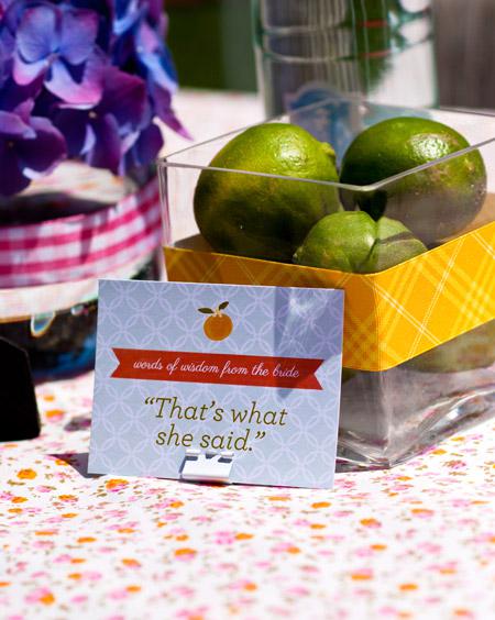 retro citrus bridal shower: funny bride sayings PHOTOS // Retro Citrus Bridal Shower