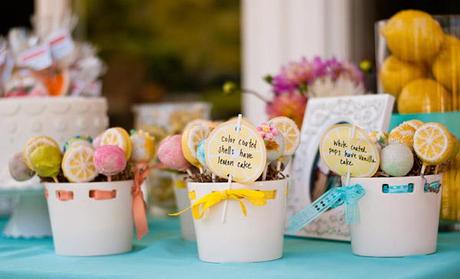 retro citrus bridal shower: cake pops PHOTOS // Retro Citrus Bridal Shower