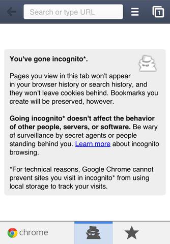 Incognito mode in Chrome for iOS Chrome for iOS
