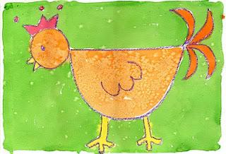Textured Chicken Painting