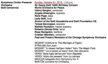 Program for the concert in Chicago, October 21 Program for the concert in Chicago, October 21