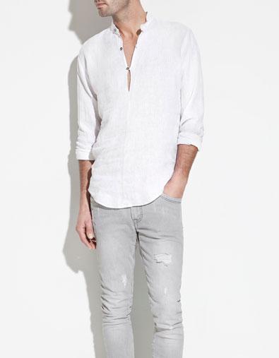 White Linen shirt with Mao Collar from Zara MEN’S WEAR: Saturday