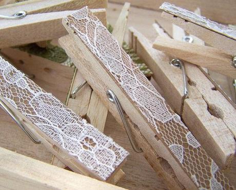 BULK 50 -You Assemble -Lace Clothespins -Antique White -DIY Wedding Accessory -Shabby Chic Wedding -Woodland Wedding -Country Wedding