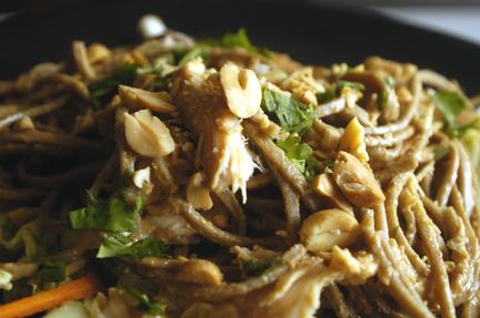Asian Chicken Salad with Peanut Sauce and Soba Noodles