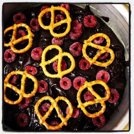 Chocolate Pretzel and Raspberry Brownies