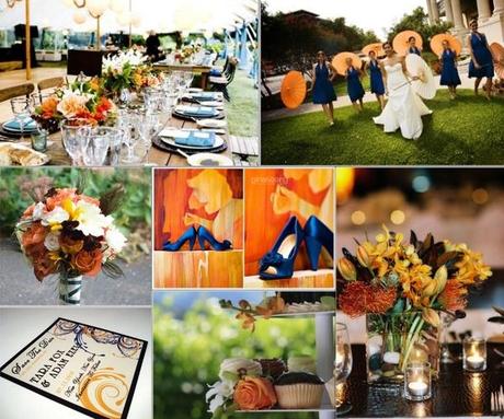 orange and blue wedding