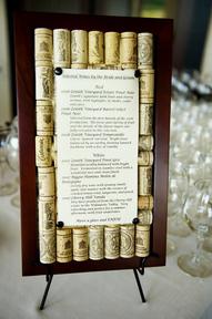 Cork boards I made to hold the wine list for the wedding