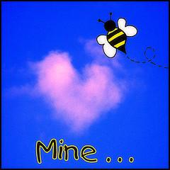 bee with heart shaped cloud