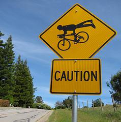 road sign with cyclist