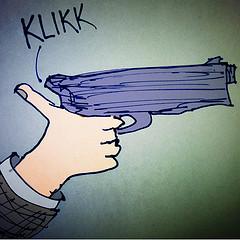 cartoon drawing of hand holding gun
