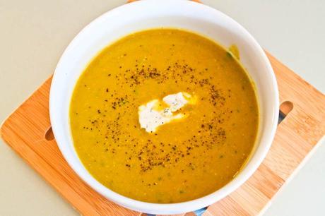 Creamy Asparagus Soup with Herbed Goat Cheese