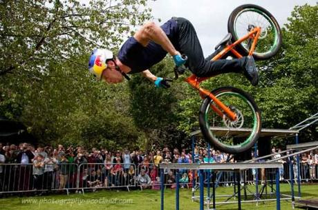Picture - Danny MacAskill performs bike stunts at the Edinburgh Fringe