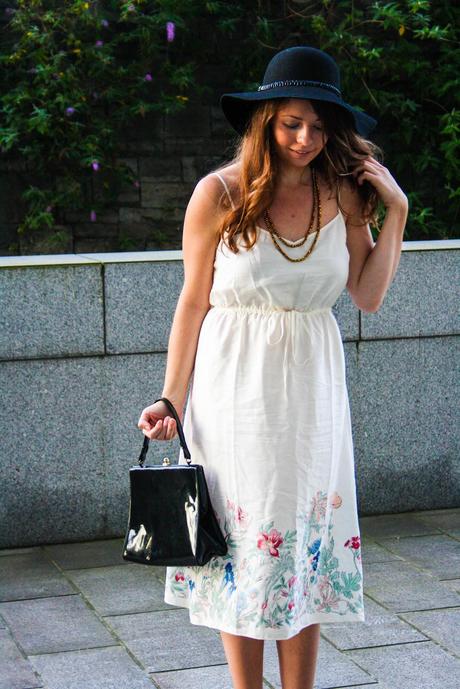 Dear White Dress With Floral Design