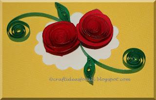 Summer Craft Classes - Spiral roses card  with paper quilling