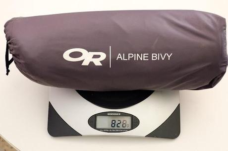 outdoor research alpine bivy bag on kitchen scales