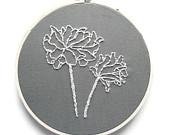 White and Gray Flower Embroidery Hoop / Grey Floral Summer 5 inch Hoop Home Decor - OooohStitchy White and Gray Flower Embroidery Hoop / Grey Floral Summer 5 inch Hoop Home Decor - OooohStitchy