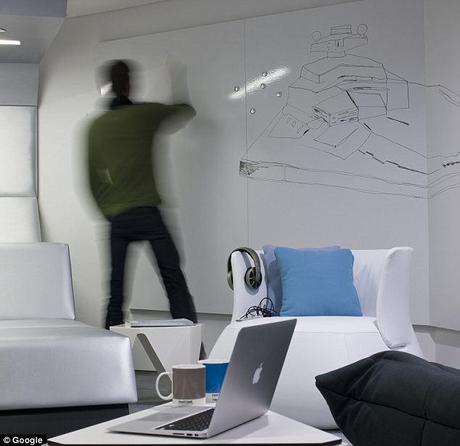 Big draw: A picture of a spaceship from Star Wars adorns one of the meeting-room walls