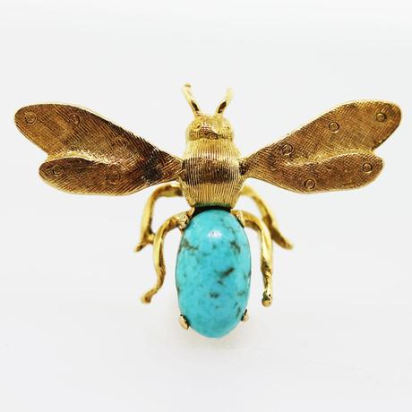turquoise pin, fly pin, scarab jewelry, bug jewelry, vintage pin